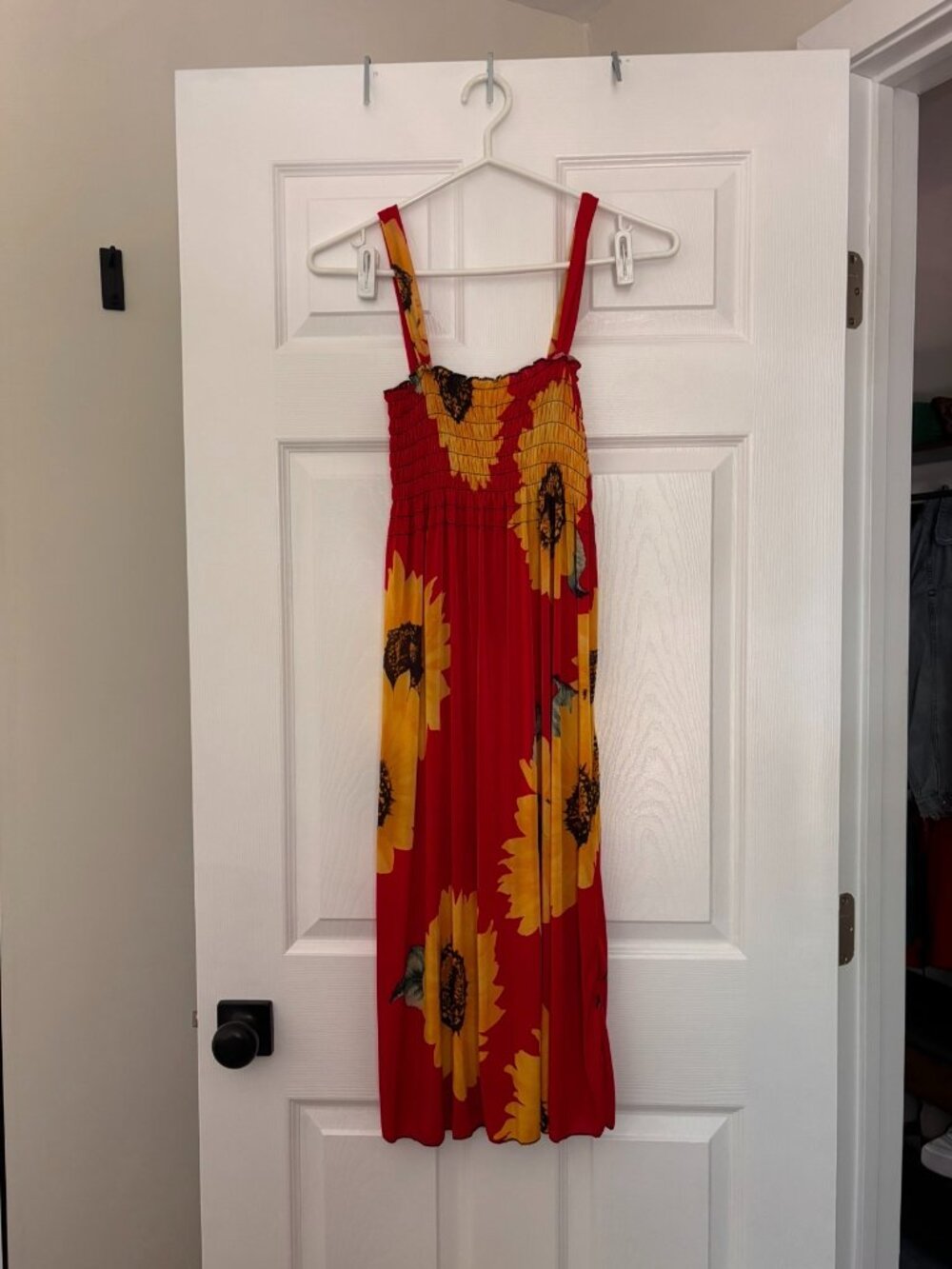 Red Sunflower Midi Dress | Cottagecore Summer Dress (Medium)